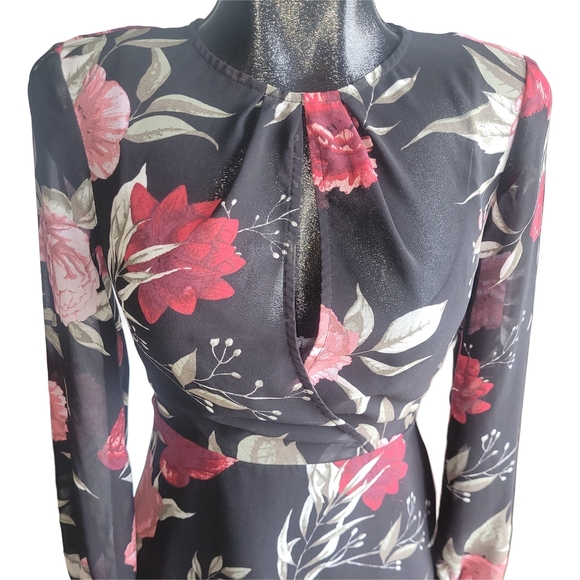 Dynamite Black Floral Dress XS - Picture 2 of 7